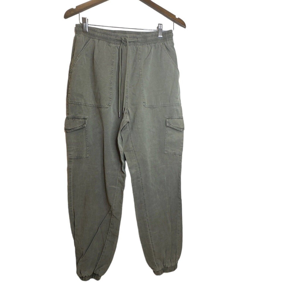 7 For All Mankind Green Cargo Jogger Utility Pants Drawstring Elastic Ankle Sz S